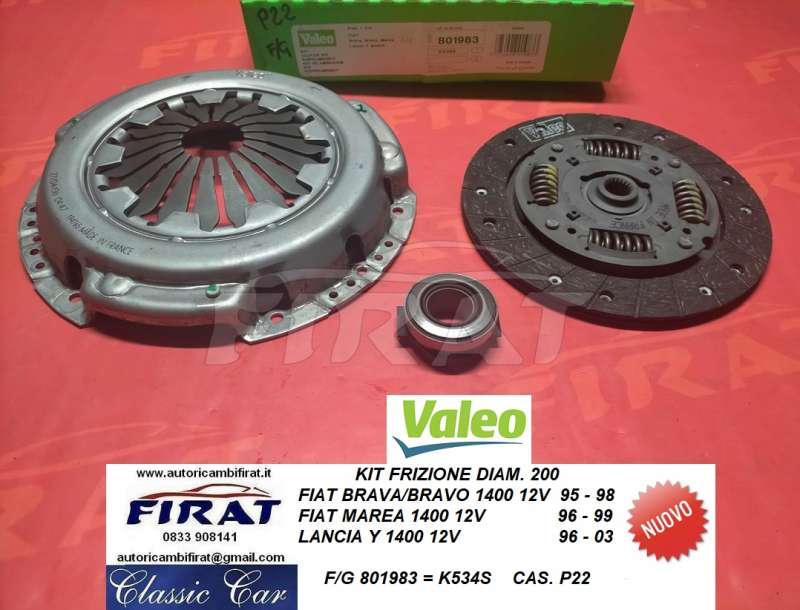 KIT FRIZIONE FIAT BRAVA-BRAVO-MAREA-Y 1400 DIAM.200 (801983) - Clicca l'immagine per chiudere